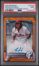 2025 Bowman Chrome Prospect Autographs Orange Wave Aroon Escobar
