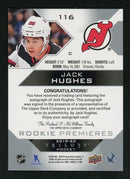 2019 Upper Deck Trilogy 116 Jack Hughes Rookie Premieres Rookie /999 New Jersey Devils Auto