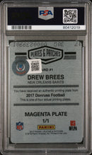 2017 Panini Plates & Patches Printing Plate Drew Brees  Mag. PP 1/1 PSA A Auto 8