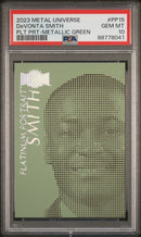 DeVonta Smith 2023 Skybox Metal Universe Platinum Portraits Metallic Green PSA 10